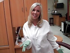 Hot golden-haired dentist begins getting her raiment off then goes on her knees and begins to suck a dick. What will this handsome chick do next? And in what ways shall this babe get fucked? Will this babe be fucked on the floor?
