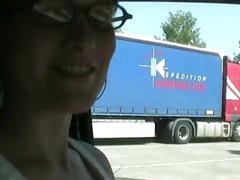 Petticoat girl sucks cock at truck stop